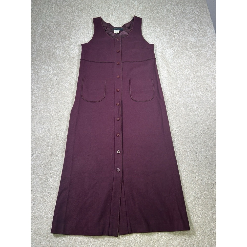 Vintage Harve Benard 4‎ Wool Blend Jumper Dress Plum Purple Full Button Pockets